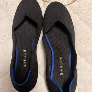 Rothy's Black Flats with Blue Trim